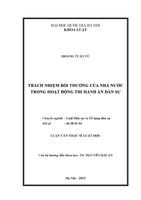 Luận văn thạc sĩ trách nhiệm bồi thường của nhà nước trong hoạt động thi hành án dân sự