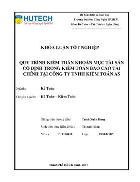 Luận văn thạc sĩ quy trình kiểm toán khoản mục tài sản cố định trong kiểm toán báo cáo tài chính tại công ty tnhh kiểm toán as