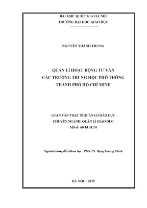 Luận văn thạc sĩ quản lý hoạt động tư vấn các trường trung học phổ thông thành phố hồ chí minh