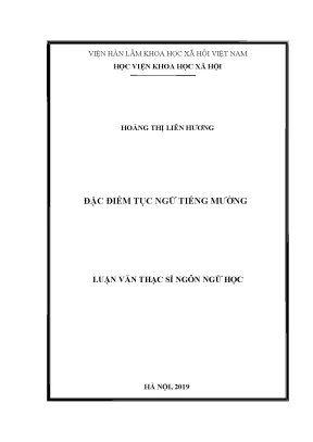 Luận văn thạc sĩ đặc điểm tục ngữ tiếng mường