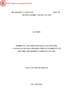 Nghiên cứu đặc điểm lâm sàng cận lâm sàng và đánh giá kết quả sớm phẫu thuật cắt khối tá tụy điều trị u quanh bóng vater tại cần thơ