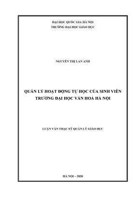 Luận văn thạc sĩ quản lý hoạt động tự học của sinh viên trường đại học văn hóa hà nội