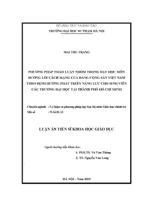 Phương pháp thảo luận nhóm trong dạy học môn đường lối cách mạng của đảng cộng sản việt