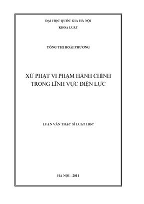 Luận văn thạc sĩ xử phạt vi phạm hành chính trong lĩnh vực điện lực