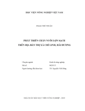 Luận văn thạc sĩ phát triển chăn nuôi lợn sạch trên địa bàn thị xã chí linh hải dương
