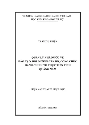 Luận văn thạc sĩ quản lý nhà nước về đào tạo bồi dưỡng cán bộ công chức hành chính từ thực tiễn tỉnh quảng nam