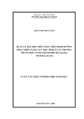 Luận văn thạc sĩ quản lý dạy học môn toán theo định hướng phát triển năng lực học sinh ở các trường trung học cơ sở thành phố hà giang tỉnh hà giang