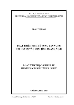 Luận văn thạc sĩ phát triển kinh tế rừng bền vững tại huyện vân đồn tỉnh quảng ninh