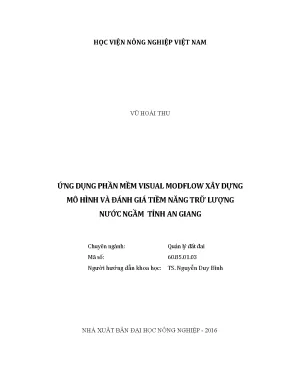 Luận văn thạc sĩ ứng dụng phần mềm visual modflow xây dựng mô hình và đánh giá tiềm năng trữ lượng nước ngầm tỉnh an giang