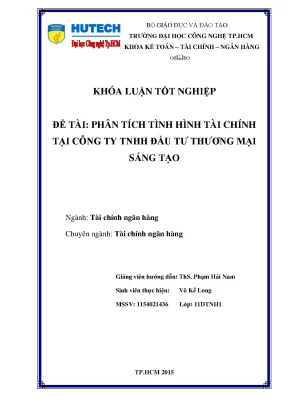 Luận văn thạc sĩ phân tích tình hình tài chính tại công ty tnhh đầu tư thương mại sáng tạo