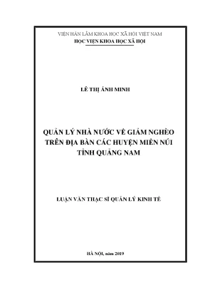 Luận văn thạc sĩ quản lý nhà nước về giảm nghèo trên địa bàn các huyện miền núi tỉnh quảng nam