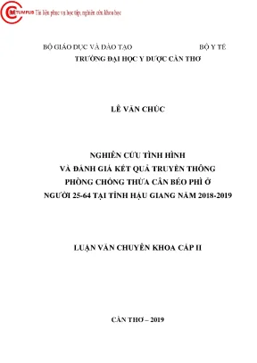 Nghiên cứu tình hình và đánh giá kết quả truyền thông phòng chống thừa cân béo phì ở người 25 64 tại tỉnh hậu giang năm 2018 2019