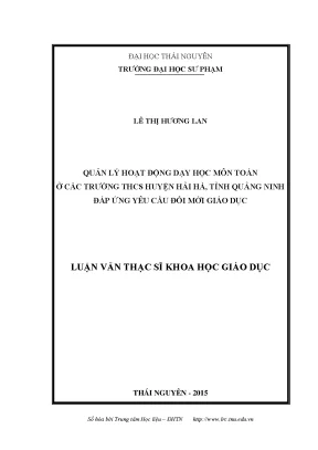 Luận văn thạc sĩ quản lý hoạt động dạy học môn toán ở các trường thcs huyện hải hà tỉnh quảng ninh đáp ứng yêu cầu đổi mới giáo dục