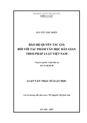 Luận văn thạc sĩ bảo hộ quyền tác giả đối với tác phẩm văn học dân gian theo pháp luật việt nam