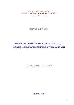 Luận văn thạc sĩ nghiên cứu đánh giá nguy cơ tai biến lũ lụt vùng hạ lưu sông thu bồn thuộc tỉnh quảng nam