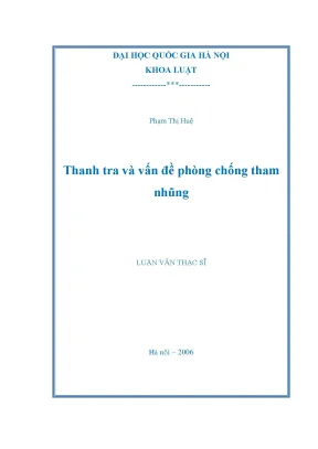 Luận văn thạc sĩ thanh tra và vấn đề phòng chống tham nhũng
