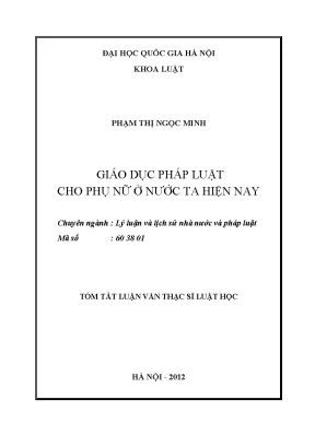 Luận văn thạc sĩ giáo dục pháp luật cho phụ nữ ở nước ta hiện nay luận văn ths luật học 60 38 01