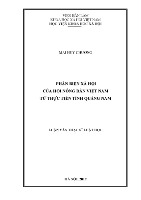 Luận văn thạc sĩ phản biện xã hội của hội nông dân việt nam từ thực tiễn tỉnh quảng nam