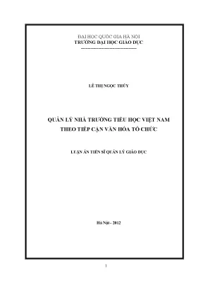 Luận văn thạc sĩ quản lý nhà trường tiểu học việt nam theo tiếp cận văn hóa tổ chức
