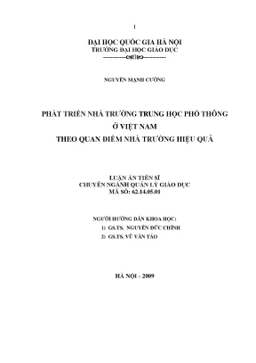 Luận văn thạc sĩ phát triển nhà trường trung học phổ thông ở việt nam theo quan điểm nhà trường hiệu quả luận án ts giáo dục học 60 14 05 01