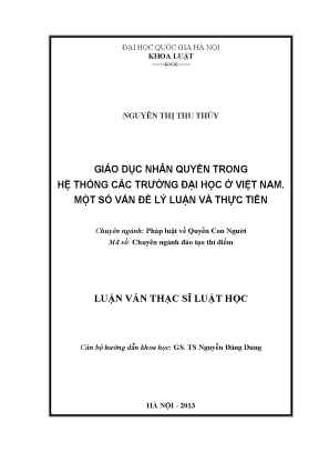Luận văn thạc sĩ giáo dục nhân quyền trong hệ thống các trường đại học ở việt nam một số vấn đề lý luận và thực tiễn luận văn ths luật