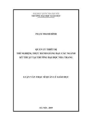 Luận văn thạc sĩ quản lý thiết bị thí nghiệm thực hành giảng dạy các ngành kỹ thuật tại trường đại học nha trang