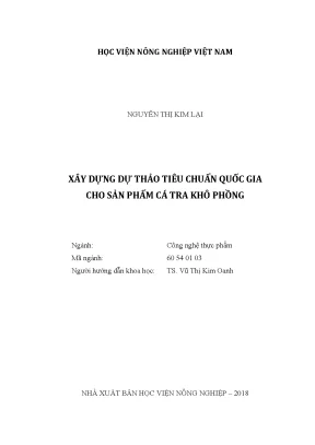 Luận văn thạc sĩ xây dựng dự thảo tiêu chuẩn quốc gia cho sản phẩm cá tra khô phồng