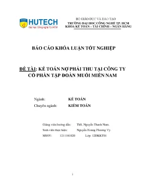 Luận văn thạc sĩ kế toán nợ phải thu tại công ty cổ phần tập đoàn muối miền nam