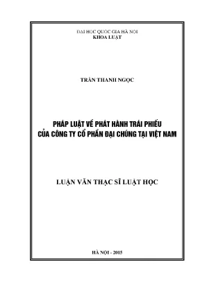 Luận văn thạc sĩ pháp luật về phát hành trái phiếu của công ty cổ phần đại chúng tại việt nam
