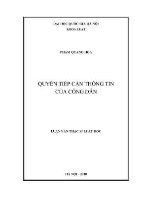 Luận văn thạc sĩ quyền tiếp cận thông tin của công dân