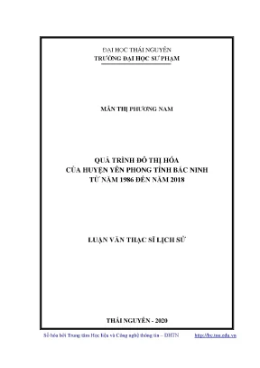 Luận văn thạc sĩ quá trình đô thị hóa của huyện yên phong tỉnh bắc ninh từ năm 1986 đến năm 2018