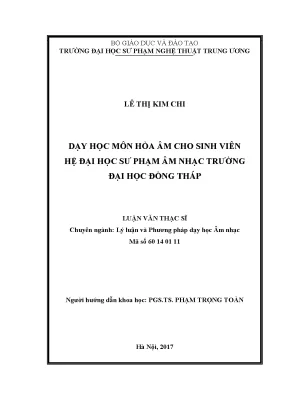Luận văn thạc sĩ dạy học môn hòa âm cho sinh viên hệ đại học sư phạm âm nhạc trường đại học đồng tháp