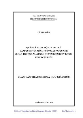 Luận văn thạc sĩ quản lý hoạt động cho trẻ làm quen với môi trường xung quanh ở các trường mầm non huyện điện biên đông tỉnh điện biên