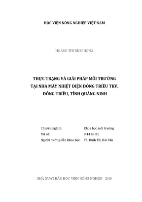Luận văn thạc sĩ thực trạng và giải pháp môi trường tại nhà máy nhiệt điện đông triều tkv đông triều tỉnh quảng ninh