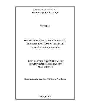Luận văn thạc sĩ quản lý hoạt động tự học của sinh viên trong đào tạo theo học chế tín chỉ tại trường đại học hòa bình