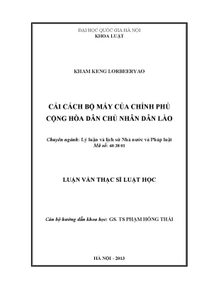 Luận văn thạc sĩ cải cách bộ máy của chính phủ nước cộng hòa dân chủ nhân dân lào