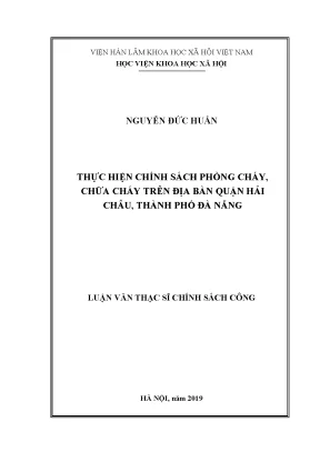 Luận văn thạc sĩ thực hiện chính sách phòng cháy chữa cháy trên địa bàn quận hải châu thành phố đà nẵng