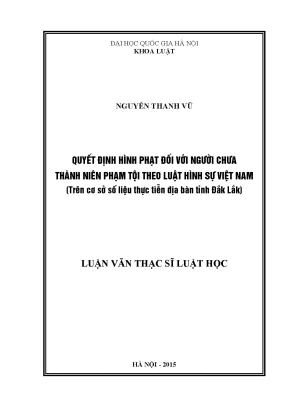 Luận văn thạc sĩ quyết định hình phạt đối với người chưa thành niên phạm tội theo luật hình sự việt nam trên cơ sở số liệu thực tiễn địa bàn tỉnh đắk lắk
