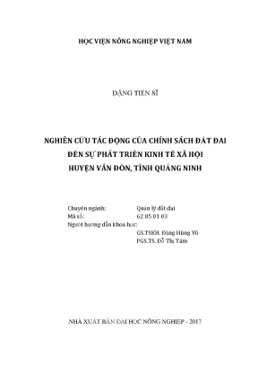 Luận văn thạc sĩ nghiên cứu tác động của chính sách đất đai đến sự phát triển kinh tế xã hội huyện vân đồn tỉnh quảng ninh