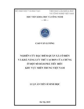 Luận án tiến sĩ nghiên cứu đặc điểm quần xã cỏ biển và khả năng lưu trữ cacbon của chúng ở một số đầm phá tiêu biểu khu vực miền trung việt nam