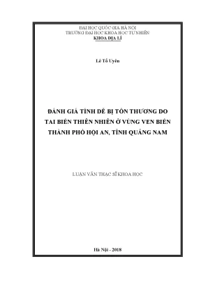 Luận văn thạc sĩ đánh giá tính dễ bị tổn thương do tai biến thiên nhiên ở vùng ven biển thành phố hội an tỉnh quảng nam