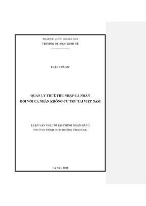 Luận văn thạc sĩ quản lý thuế thu nhập cá nhân đối với cá nhân không cư trú tại việt nam