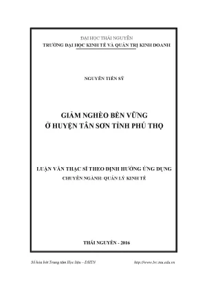 Luận văn thạc sĩ giảm nghèo bền vững ở huyện tân sơn tỉnh phú thọ