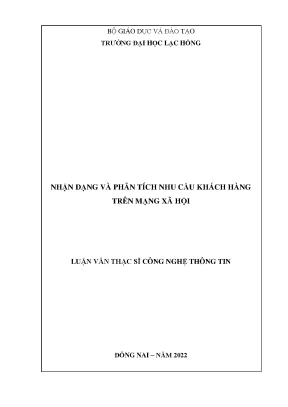 Nhận dạng và phân tích nhu cầu khách hàng trên mạng xã hội luận văn thạc sĩ công nghệ thông tin