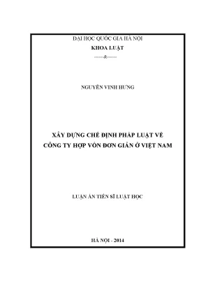 Luận văn thạc sĩ xây dựng chế định pháp luật về công ty hợp vốn đơn giản ở việt nam luận án ts luật 62 38 01