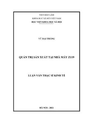 Luận văn thạc sĩ quản trị sản xuất tại nhà máy z119