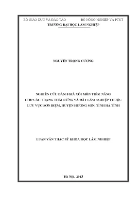Luận văn thạc sĩ nghiên cứu đánh giá xói mòn tiềm năng cho các trạng thái rừng và đất lâm nghiệp thuộc lưu vực sơn diệm huyện hương sơn tỉnh hà tĩnh