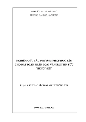 Nghiên cứu các phương pháp học sâu cho bài toán phân loại văn bản tin tức tiếng việt luận văn thạc sĩ công nghệ thông tin