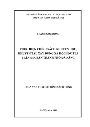 Luận văn thạc sĩ thực hiện chính sách khuyến học khuyến tài xây dựng xã hội học tập trên địa bàn thành phố đà nẵng