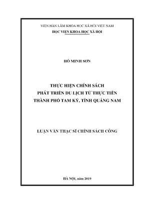 Luận văn thạc sĩ thực hiện chính sách phát triển du lịch từ thực tiễn thành phố tam kỳ tỉnh quảng nam